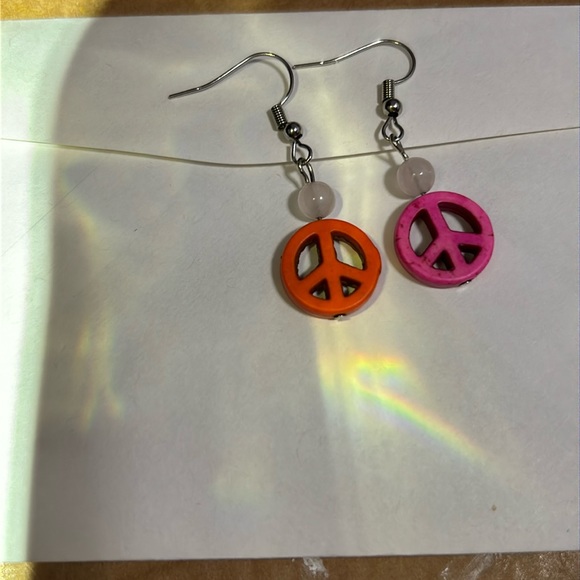 Hand Crafted Jewelry - Peace howlite stone earrings